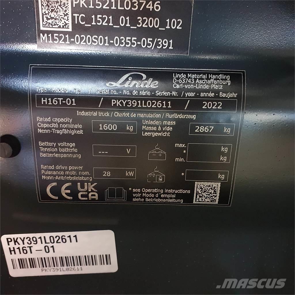 Linde H16T Περονοφόρα ανυψωτικά κλαρκ με φυσικό αέριο LPG