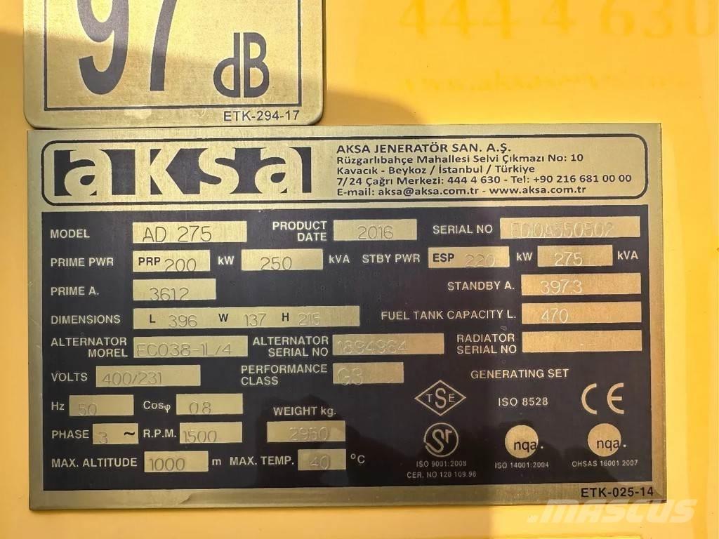 Doosan Aksa AD275 Άλλες γεννήτριες