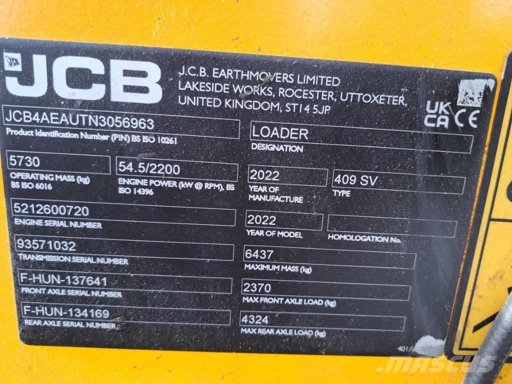 JCB 409 Φορτωτές με λάστιχα (Τροχοφόροι)
