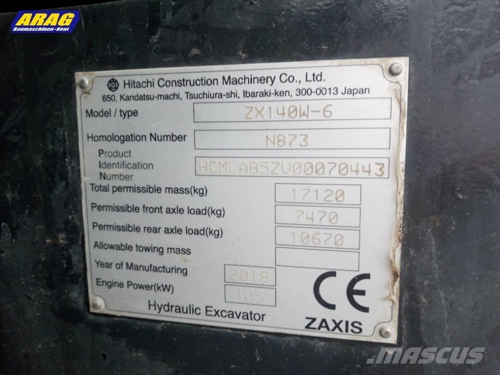 Hitachi ZX 140 W-6 Εκσκαφείς με τροχούς - λάστιχα