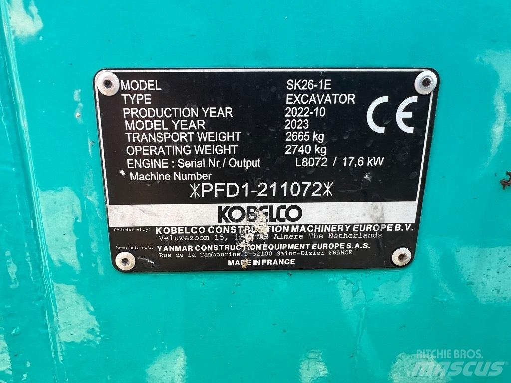 Kobelco SK 26 1E Εκσκαφάκι (διαβολάκι) < 7t