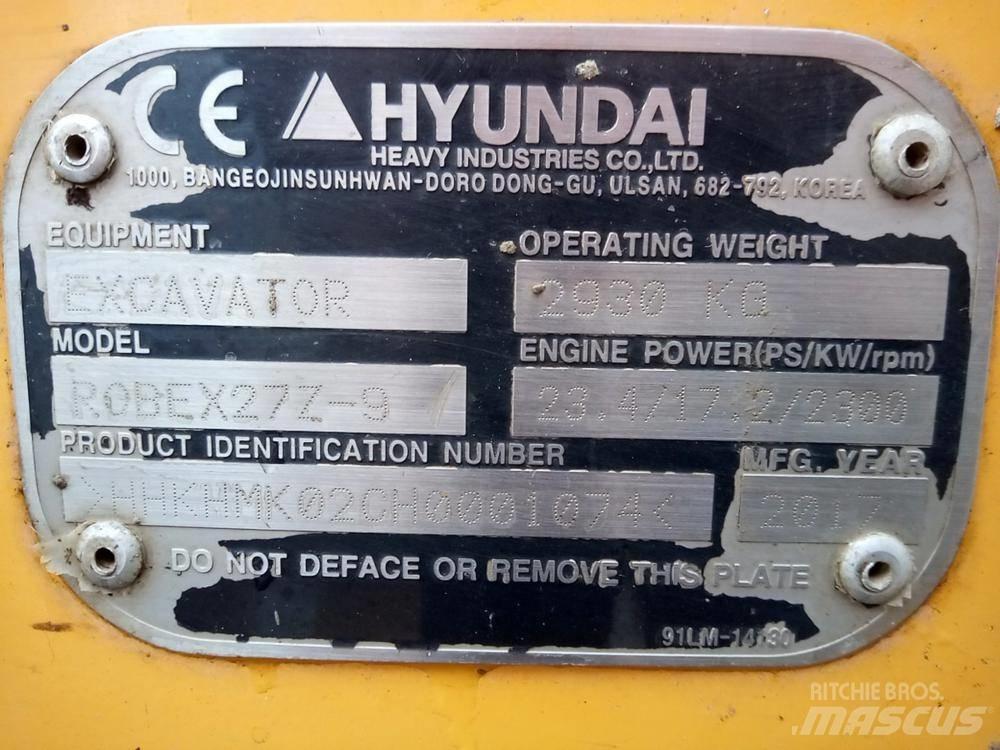 Hyundai Robex 27Z-9 Εκσκαφάκι (διαβολάκι) < 7t