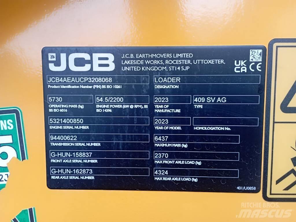 JCB 409 Φορτωτές με λάστιχα (Τροχοφόροι)