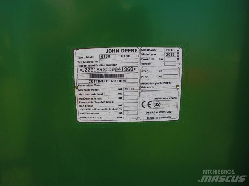 John Deere 618 R Κεφαλές θεριζοαλωνιστικών μηχανών