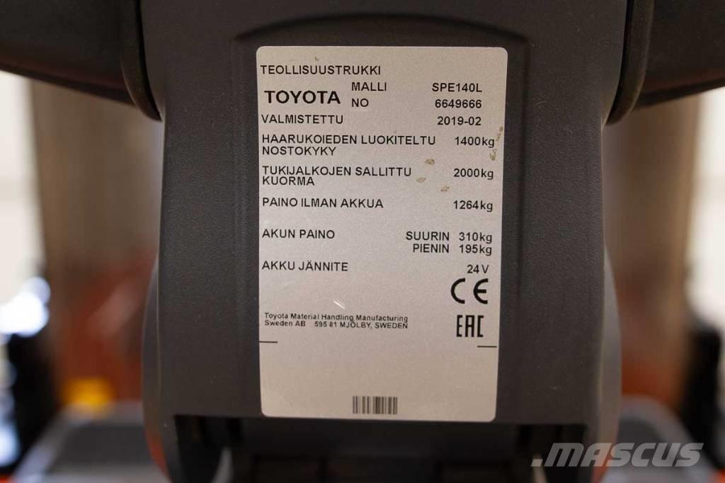 Toyota SPE 140 L Ηλεκτρικά παλετοφόρα με ιστό
