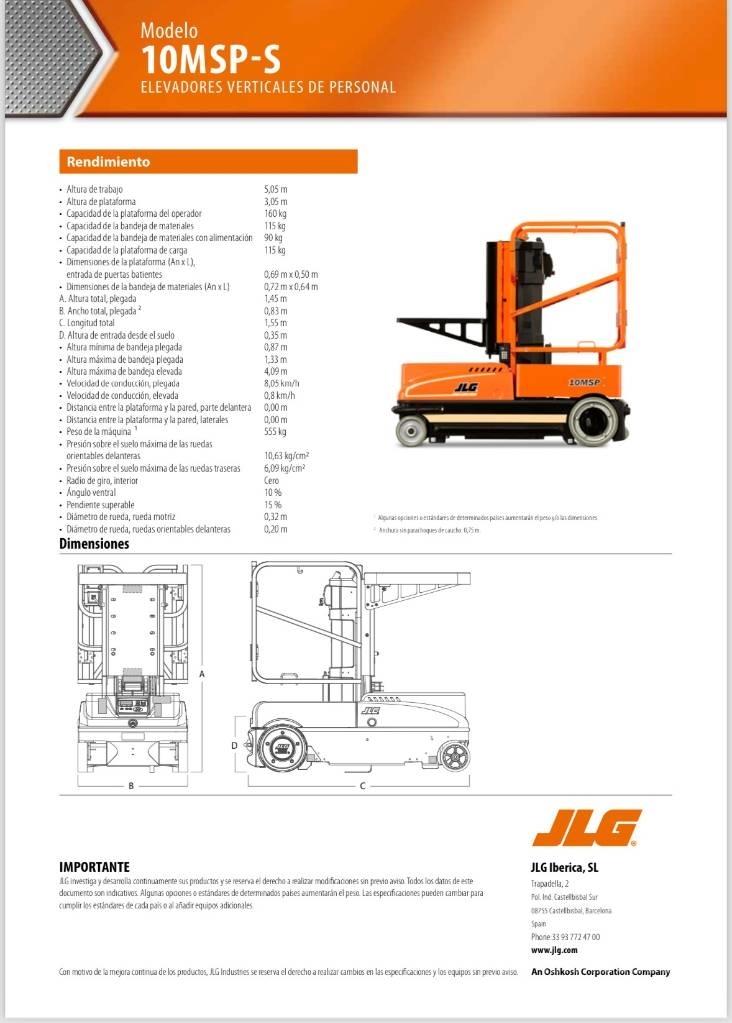 JLG 10 MSP Ανυψωτήρες με κατακόρυφους πυλώνες