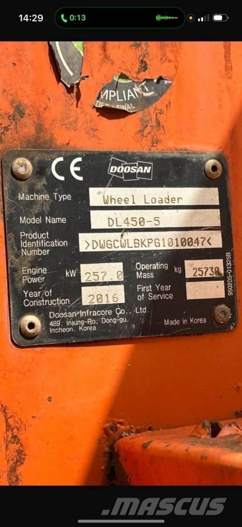 Doosan DL 450-5 Φορτωτές με λάστιχα (Τροχοφόροι)
