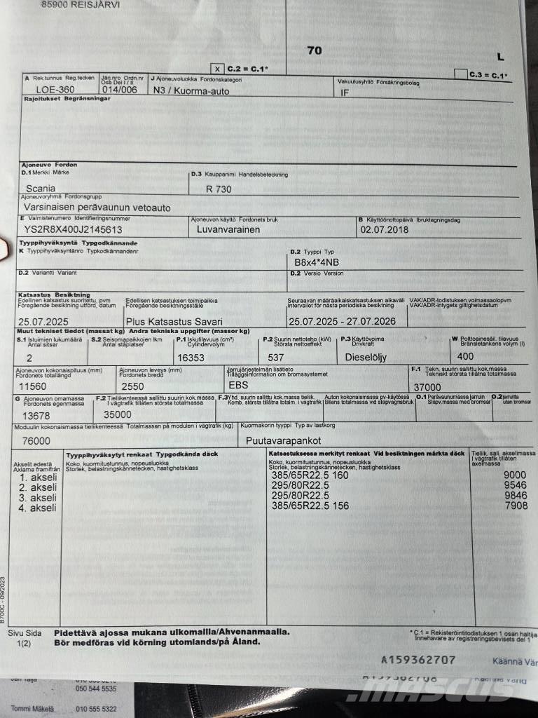 Scania R730 Φορτηγά ξυλείας