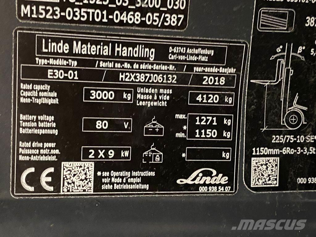 Linde E30-01 Ηλεκτρικά περονοφόρα ανυψωτικά κλαρκ