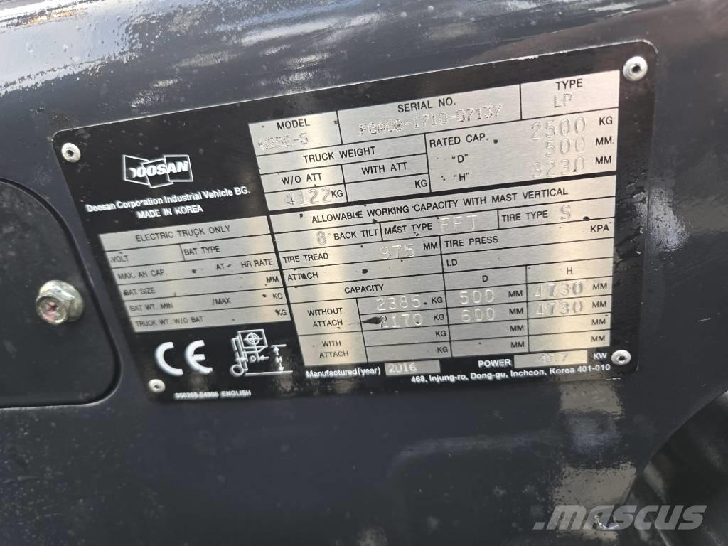 Doosan G 25 E-5 Περονοφόρα ανυψωτικά κλαρκ με φυσικό αέριο LPG