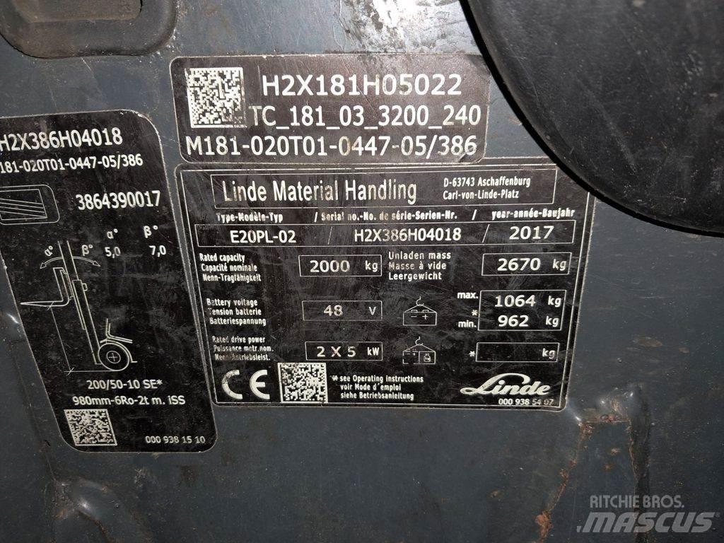 Linde E20PL-02 Ηλεκτρικά περονοφόρα ανυψωτικά κλαρκ