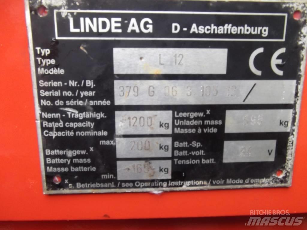 Linde L12 /379/ V-2097 Ηλεκτρικά παλετοφόρα με ιστό