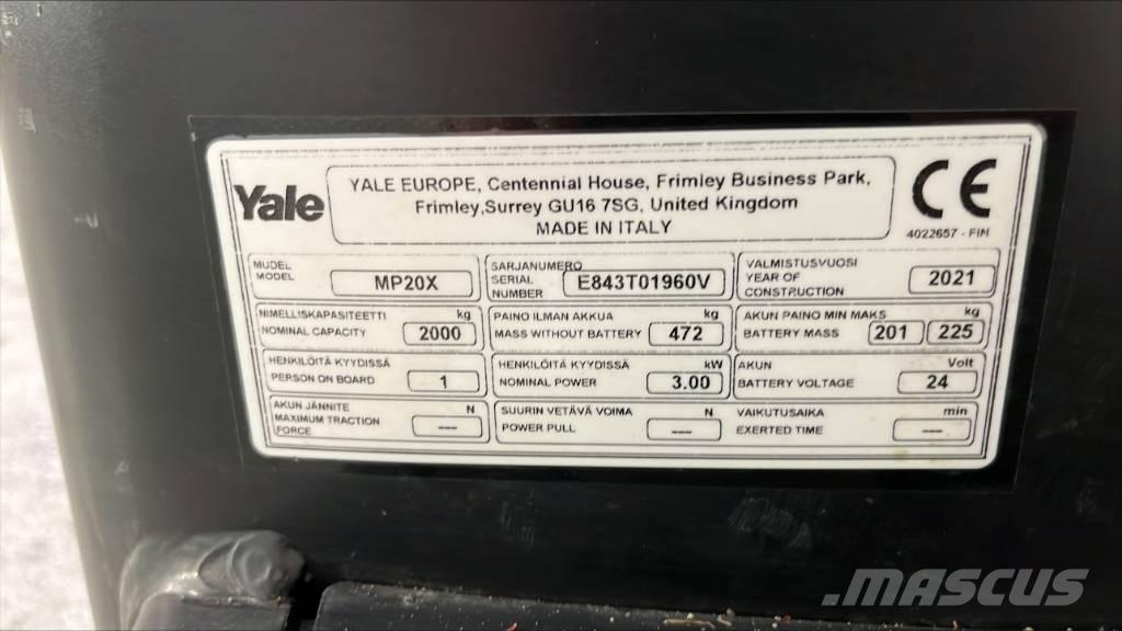 Yale MP 20 X Χειροκίνητο περονοφόρο ανυψωτικό με πλατφόρμα