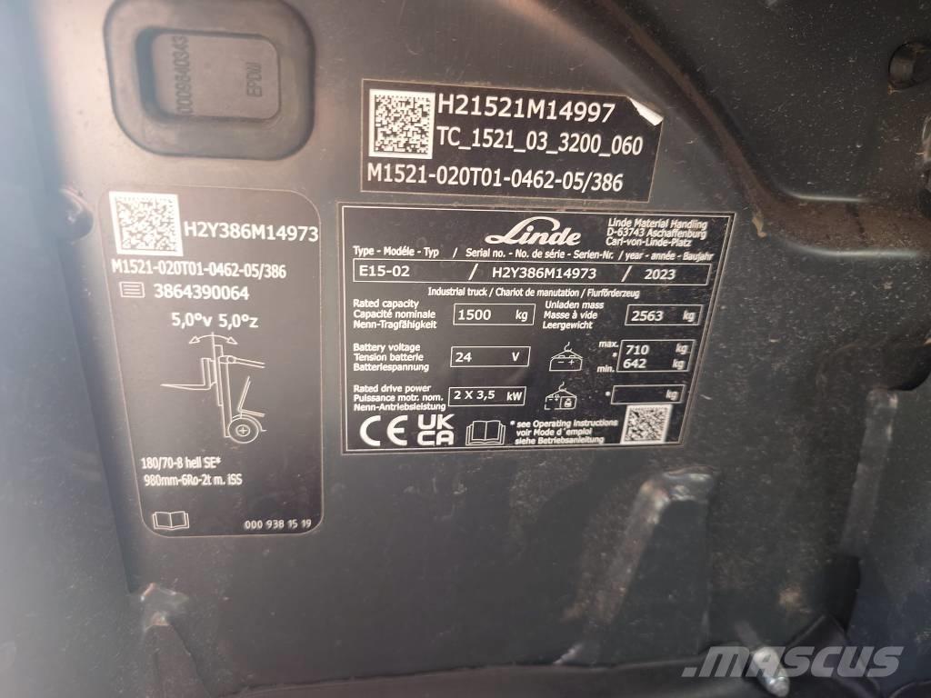 Linde E15/386-02 Ηλεκτρικά περονοφόρα ανυψωτικά κλαρκ