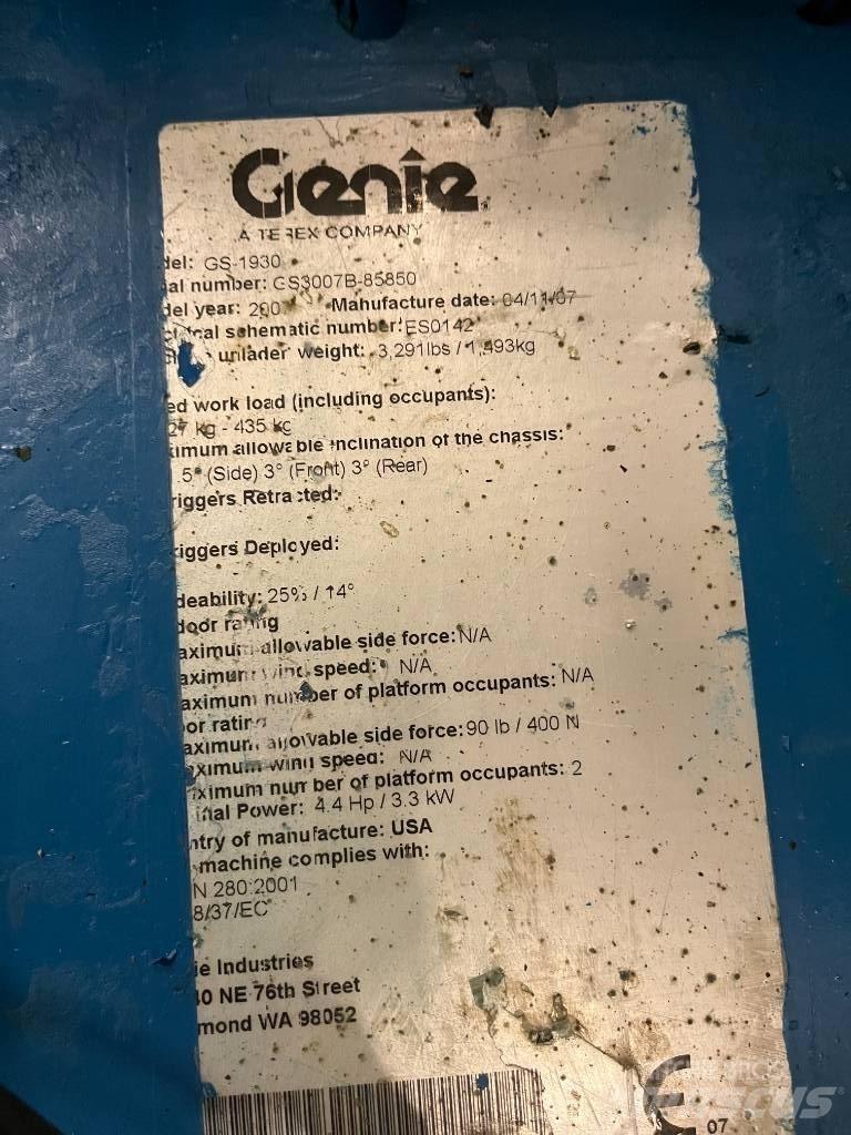 Genie GS 1930 Ανυψωτήρες ψαλιδωτής άρθρωσης
