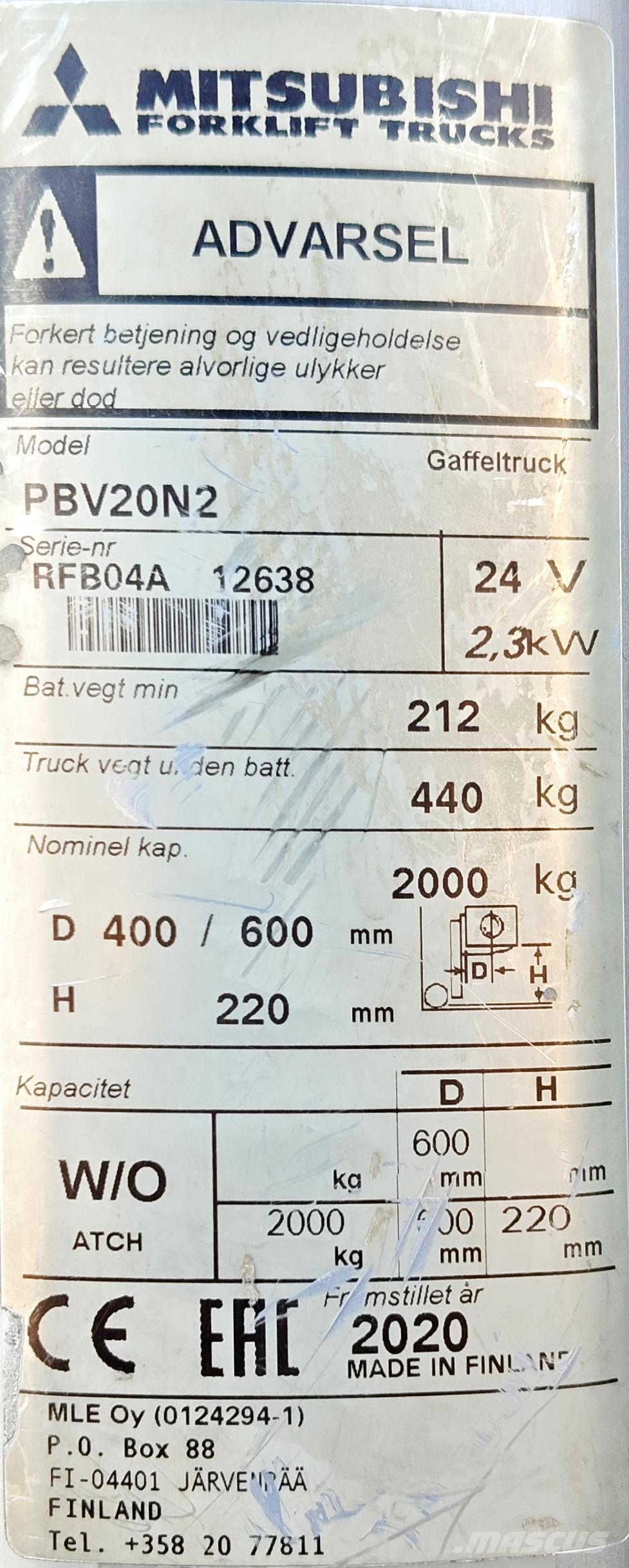 Mitsubishi PBV20N2 Φορτηγά με πλατφόρμα