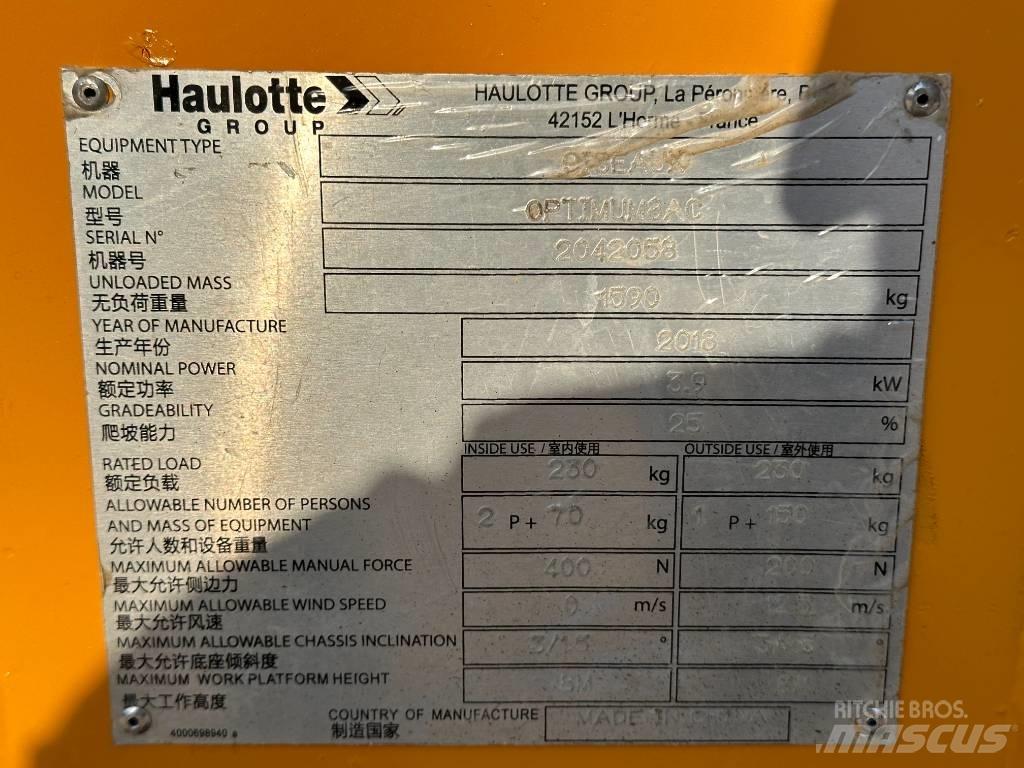 Haulotte OPTIMUM 8 Ανυψωτήρες ψαλιδωτής άρθρωσης