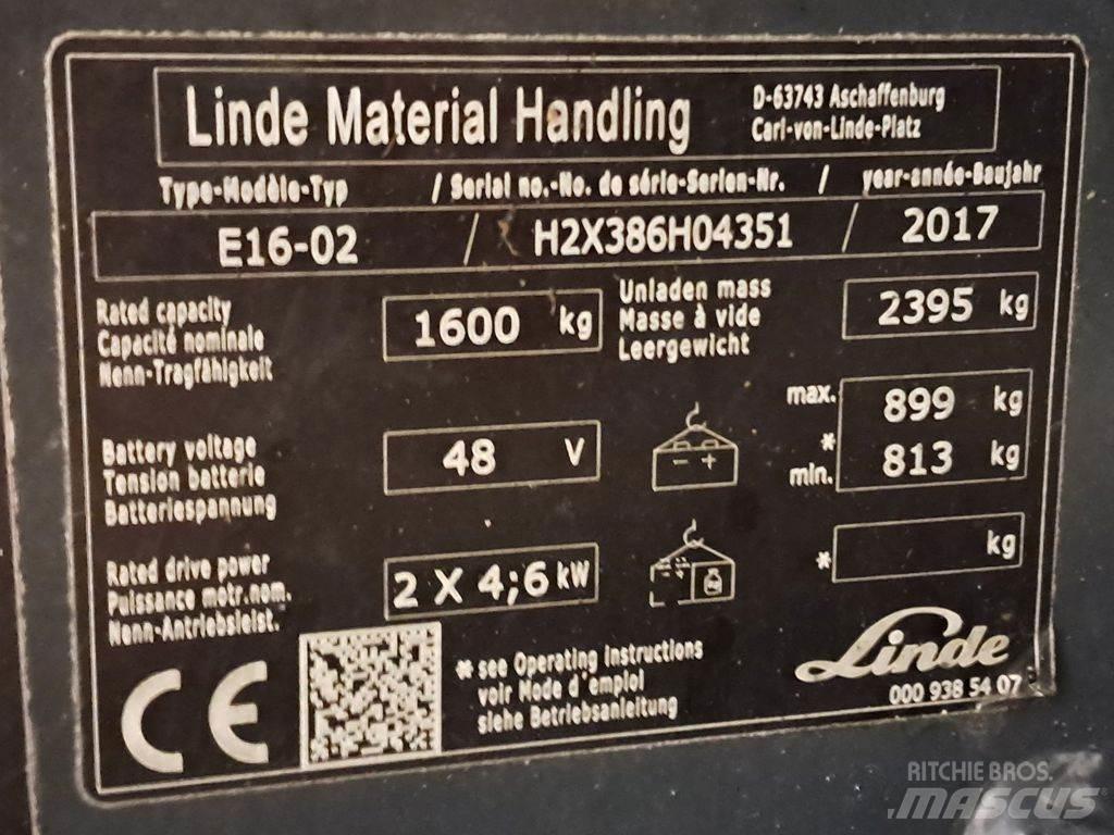 Linde E16-02 Ηλεκτρικά περονοφόρα ανυψωτικά κλαρκ