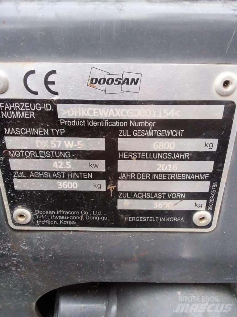 Doosan DX 57 W-5 Εκσκαφείς με τροχούς - λάστιχα