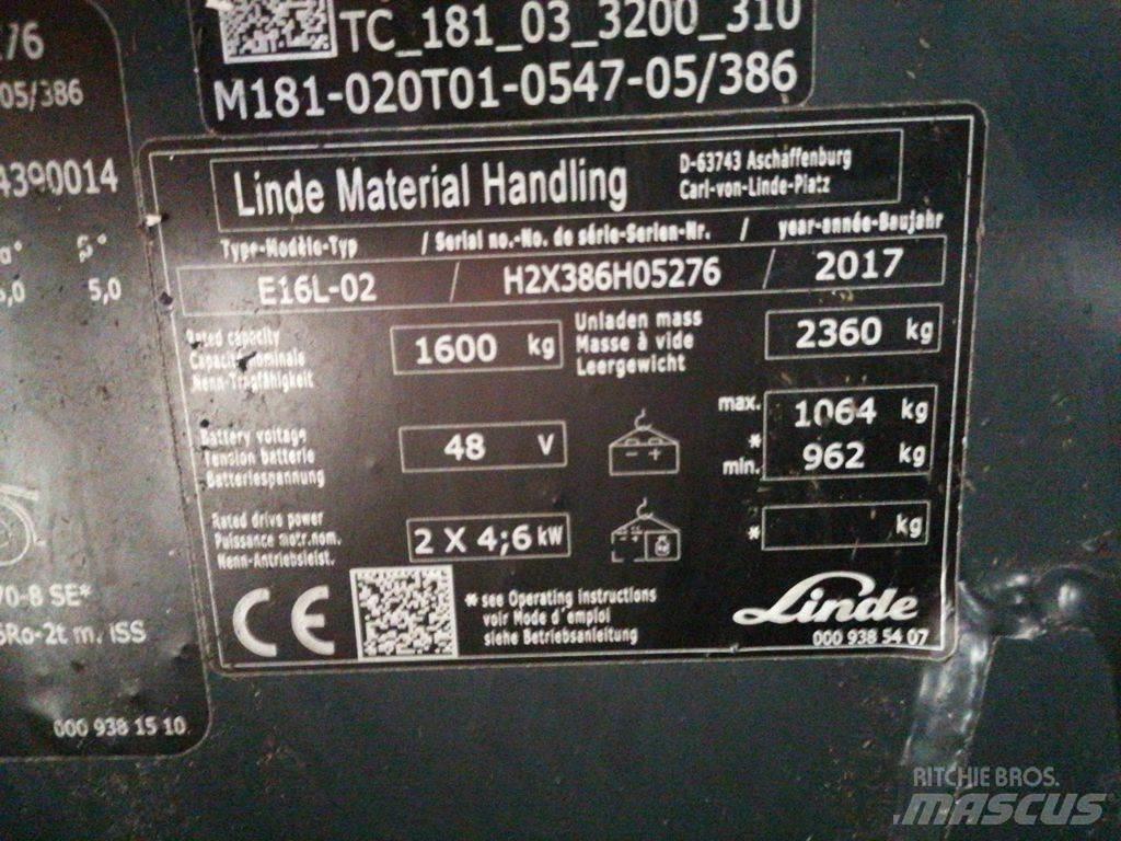 Linde E16L-02 Ηλεκτρικά περονοφόρα ανυψωτικά κλαρκ