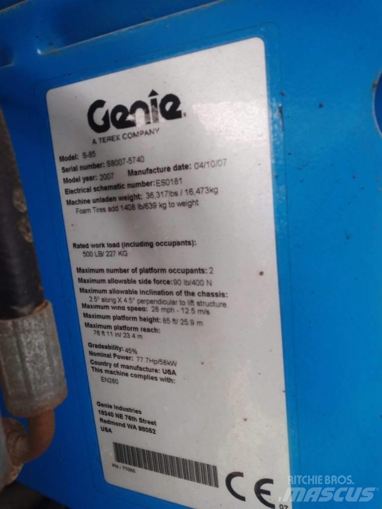 Genie S 85 Ανυψωτήρες με τηλεσκοπικό βραχίονα