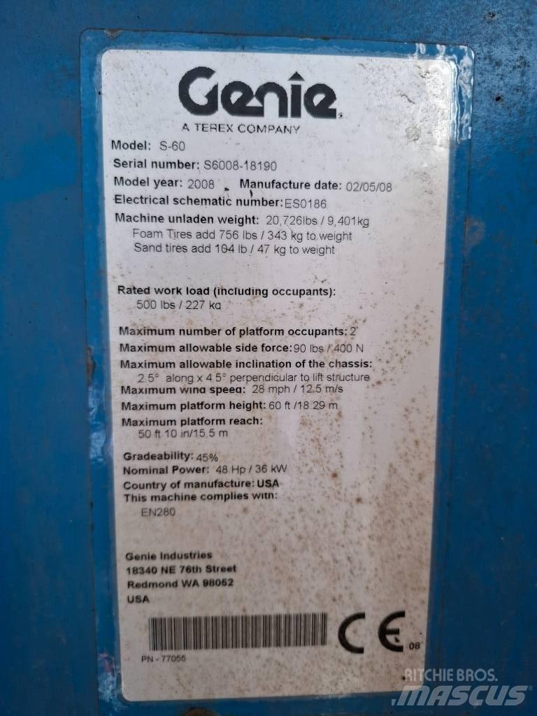 Genie S 60 Ανυψωτήρες με τηλεσκοπικό βραχίονα