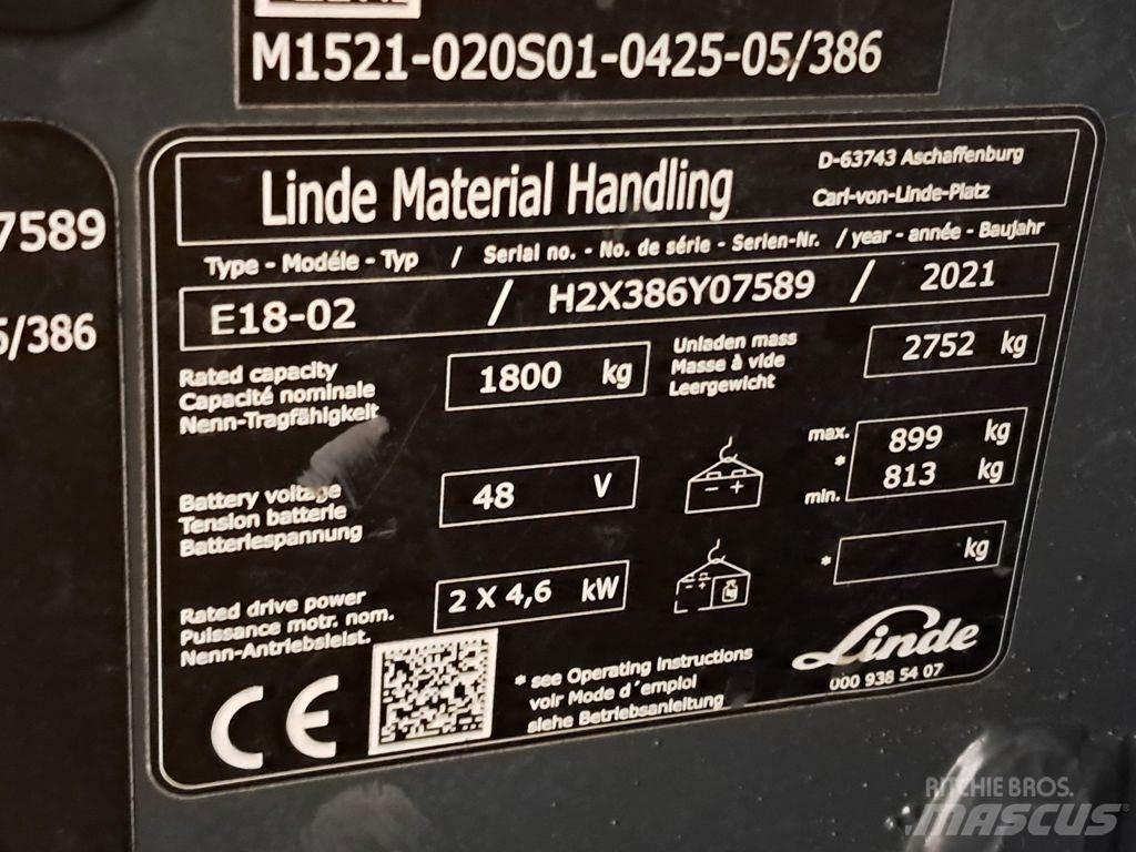Linde E18-02 Ηλεκτρικά περονοφόρα ανυψωτικά κλαρκ