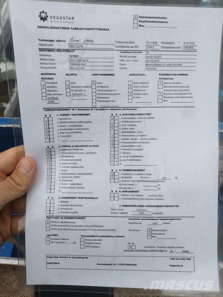 UpRight X33RT Ανυψωτήρες ψαλιδωτής άρθρωσης