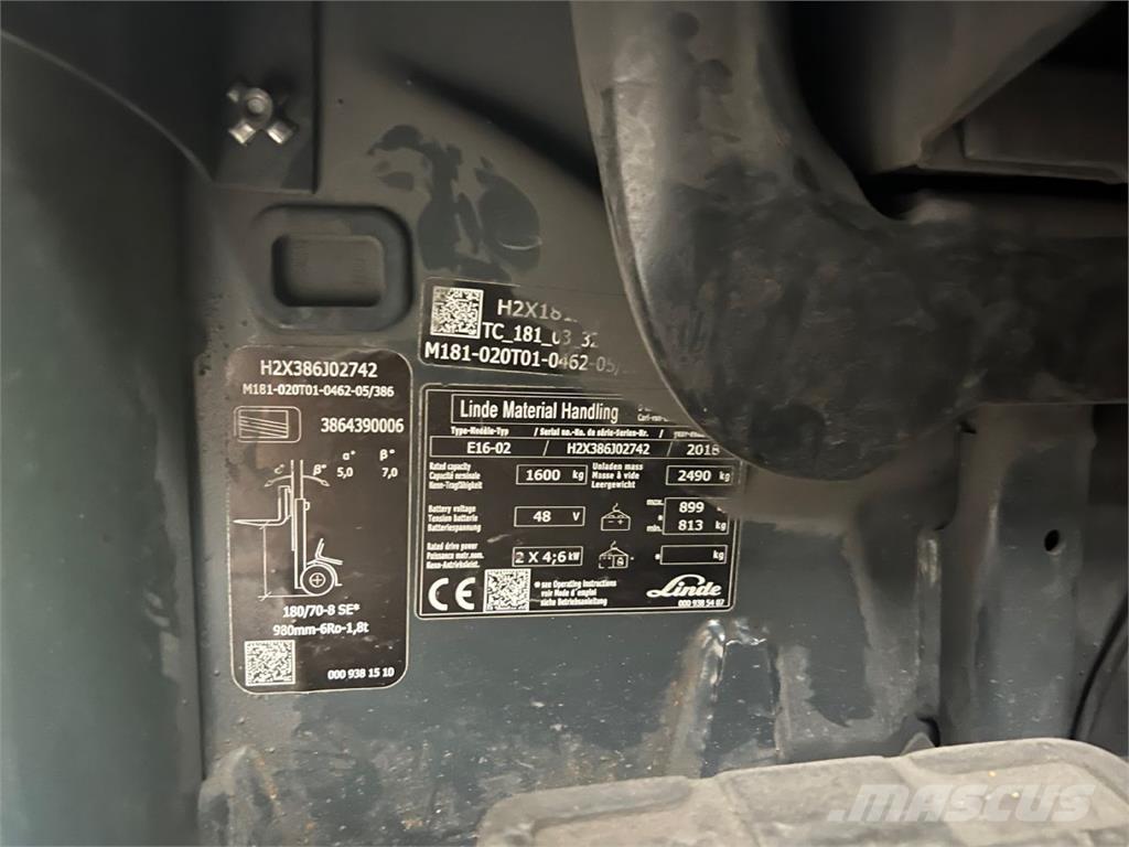 Linde E16-02 Ηλεκτρικά περονοφόρα ανυψωτικά κλαρκ