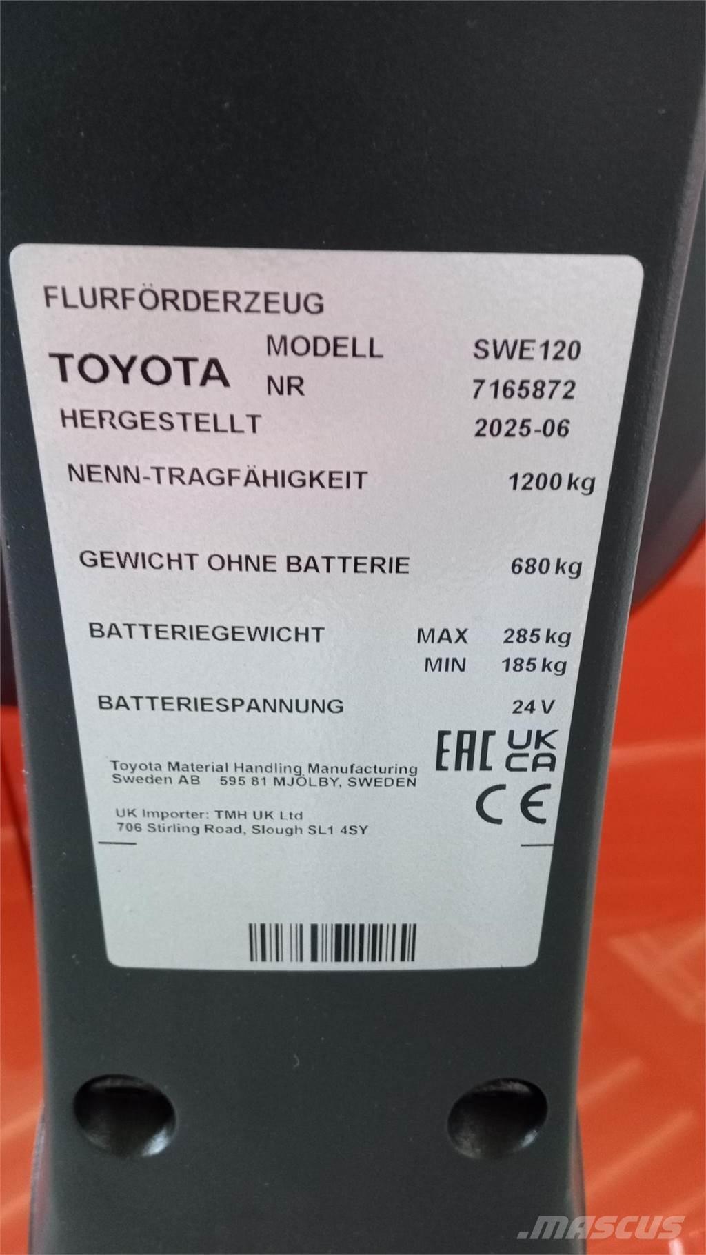 Toyota SWE120 Παλετοφόρα πεζού χειριστή με ιστό