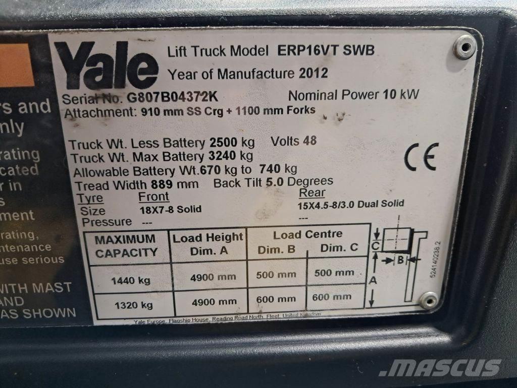 Yale ERP16VT SWB Ηλεκτρικά περονοφόρα ανυψωτικά κλαρκ