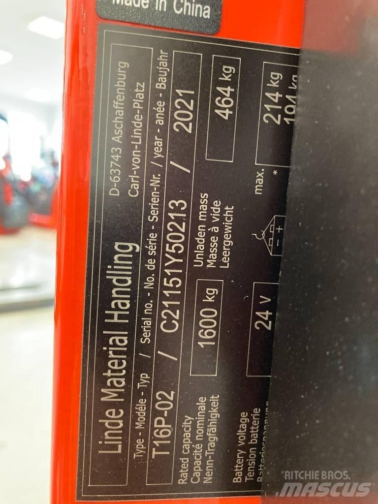 Linde T16P/1151-02 Χειροκίνητο περονοφόρο ανυψωτικό με πλατφόρμα