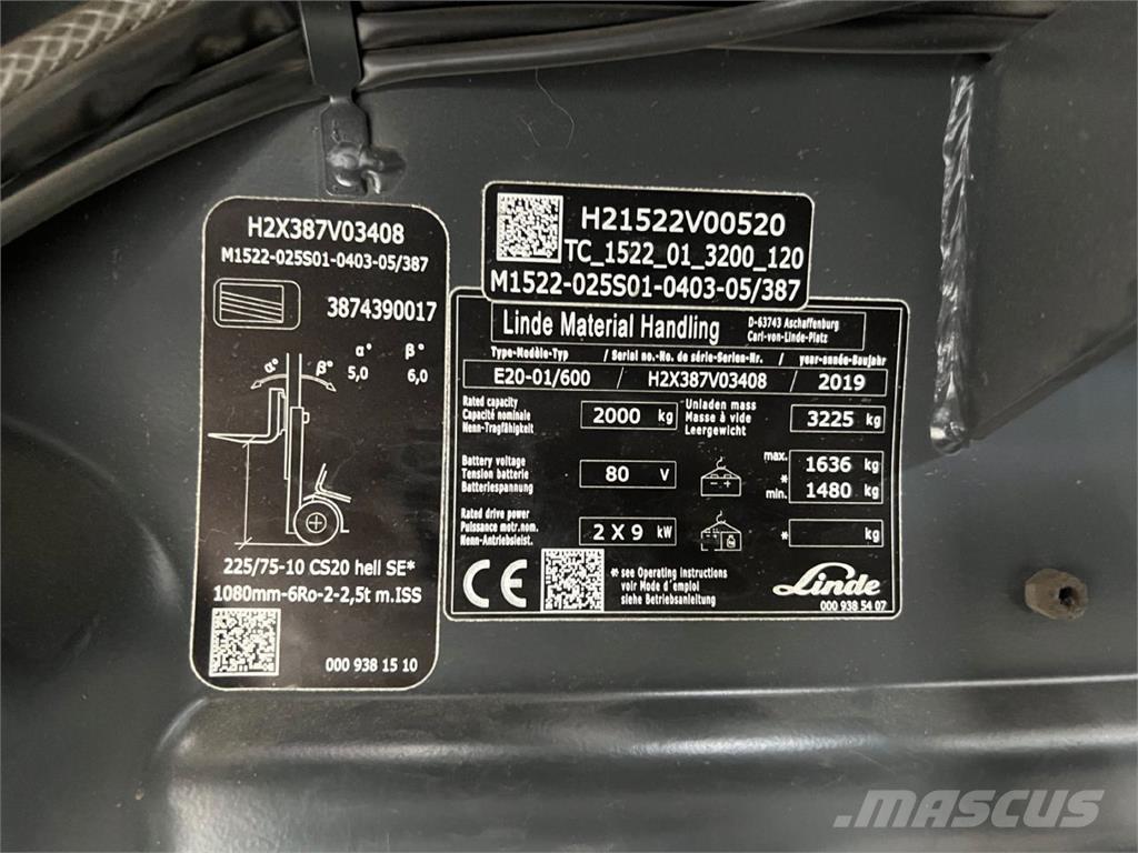 Linde E 20H-01/600 Ηλεκτρικά περονοφόρα ανυψωτικά κλαρκ