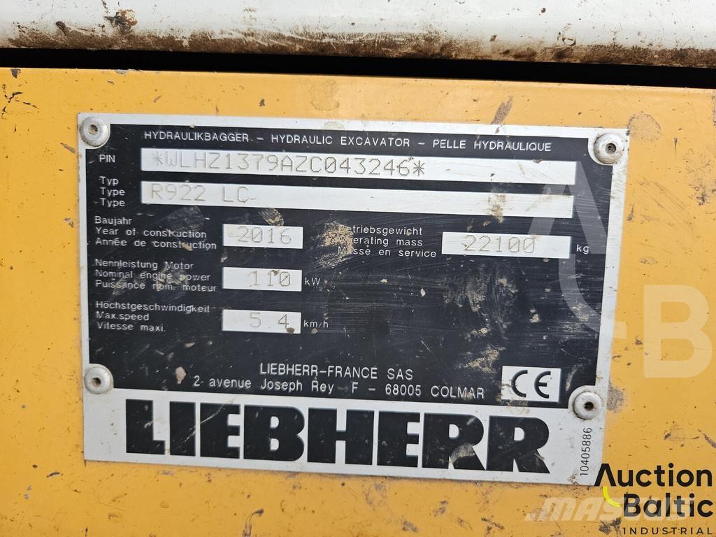 Liebherr R922 LC Εκσκαφείς με ερπύστριες