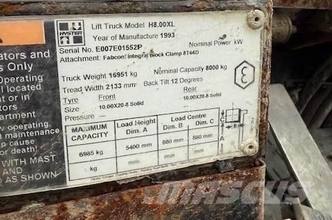 Hyster H 8.00 XL 5 Πετρελαιοκίνητα Κλαρκ