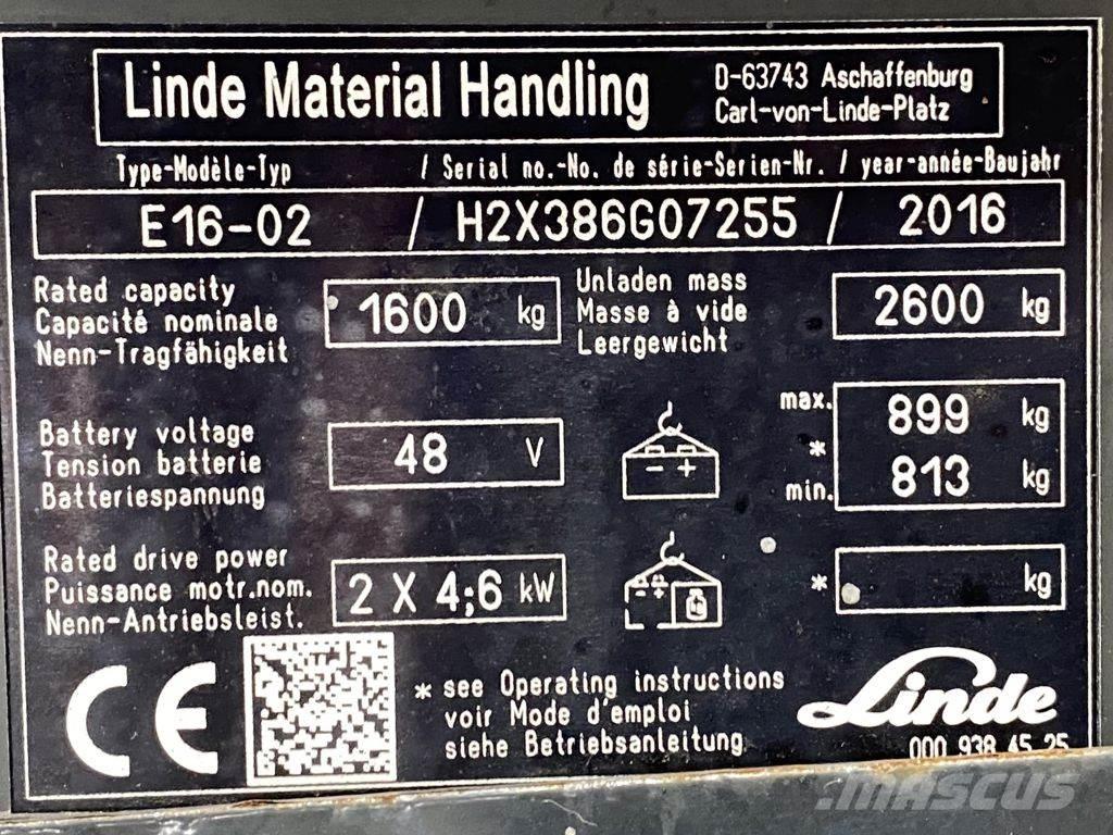 Linde E16-02 Ηλεκτρικά περονοφόρα ανυψωτικά κλαρκ