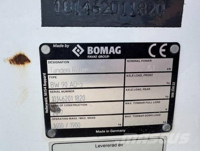 Bomag BW90 AD-5, Vält Οδοστρωτήρες διπλού κυλίνδρου