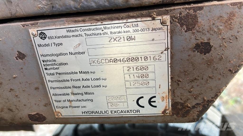 Hitachi ZX 210 W Εκσκαφείς με τροχούς - λάστιχα