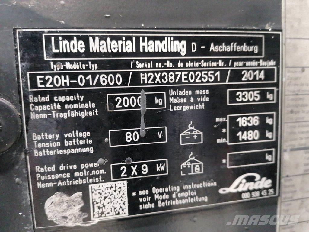 Linde E20H-01/600 Ηλεκτρικά περονοφόρα ανυψωτικά κλαρκ