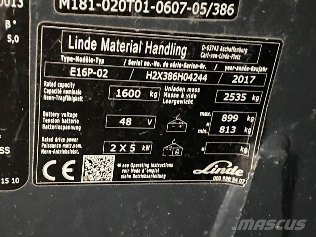Linde E16P-02 Ηλεκτρικά περονοφόρα ανυψωτικά κλαρκ