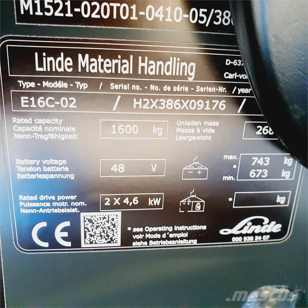 Linde E16C Ηλεκτρικά περονοφόρα ανυψωτικά κλαρκ