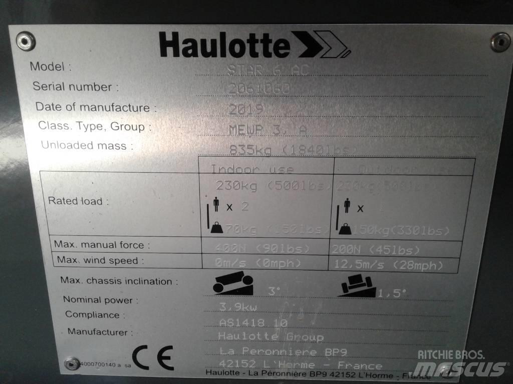 Haulotte Star 6 Ανυψωτήρες με κατακόρυφους πυλώνες