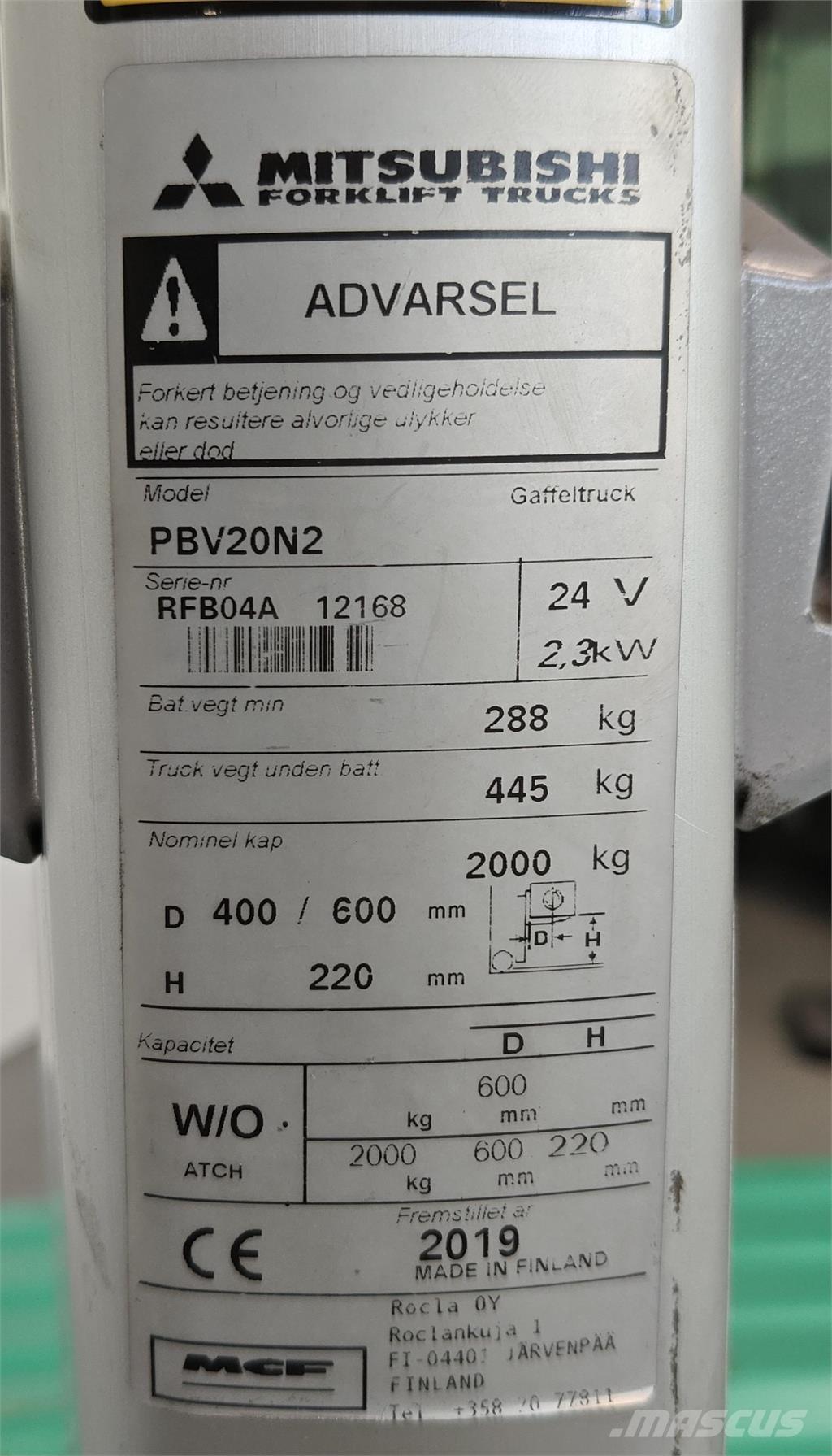 Mitsubishi PBV20N2 Φορτηγά με πλατφόρμα