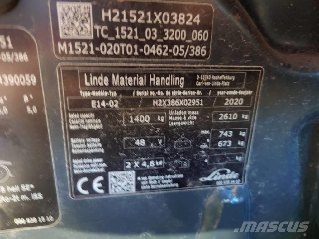 Linde E14/386 Ηλεκτρικά περονοφόρα ανυψωτικά κλαρκ