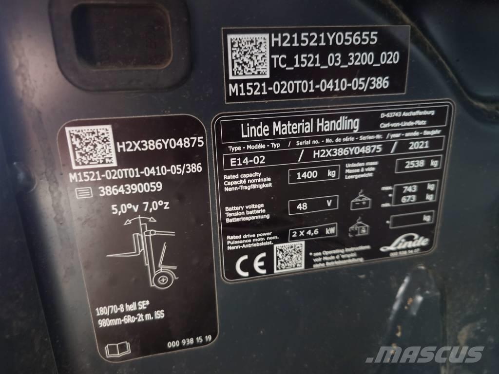 Linde E 14/386-02 Ηλεκτρικά περονοφόρα ανυψωτικά κλαρκ