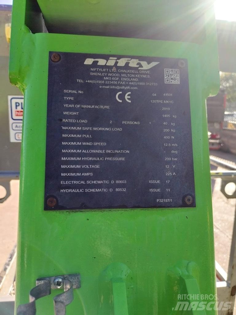 Niftylift 120TPE Εναέριες πλατφόρμες τοποθετημένες σε ρυμούλκα