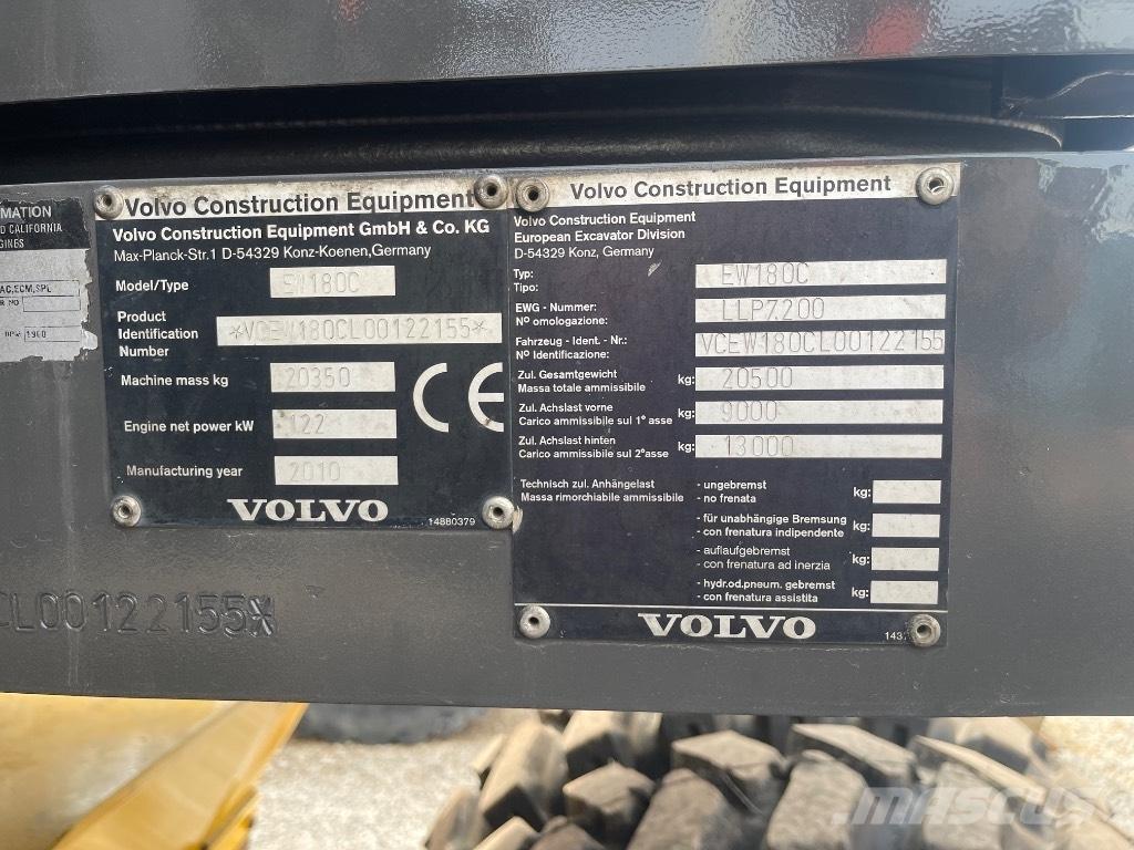 Volvo EW 180 C Εκσκαφείς με τροχούς - λάστιχα
