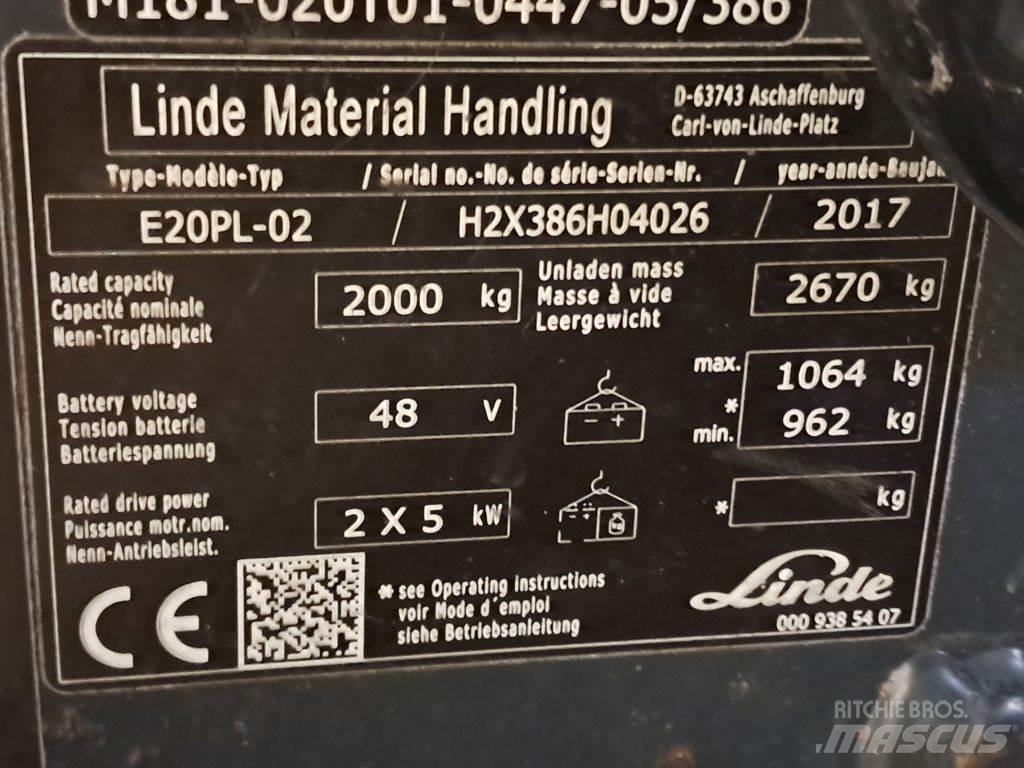 Linde E20PL-02 Ηλεκτρικά περονοφόρα ανυψωτικά κλαρκ