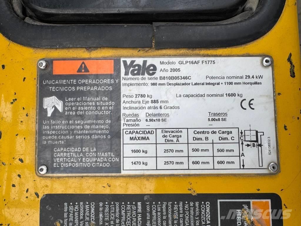 Yale GLP 16 AF F1775 Περονοφόρα ανυψωτικά κλαρκ με φυσικό αέριο LPG