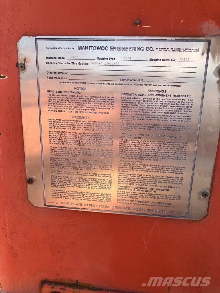 Manitowoc 4600 Εκσκαφείς με κρεμαστό κάδο